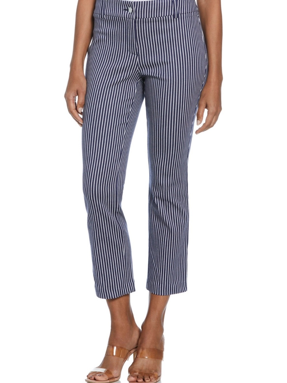 Rafaella Navy and White Striped Cropped Pants